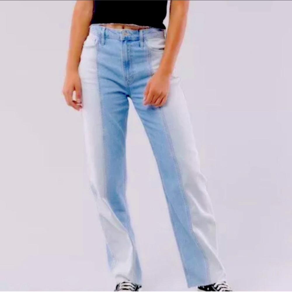 HOLLISTER color blocked ultra high-rise Dad jean